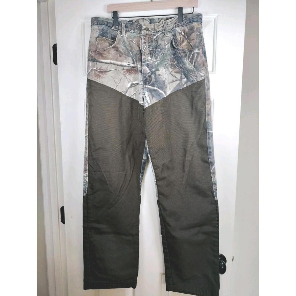 VTG Wrangler ProGear Realtree Camo Pants 36x32 Gorpcore Double Knee Brushguard‎